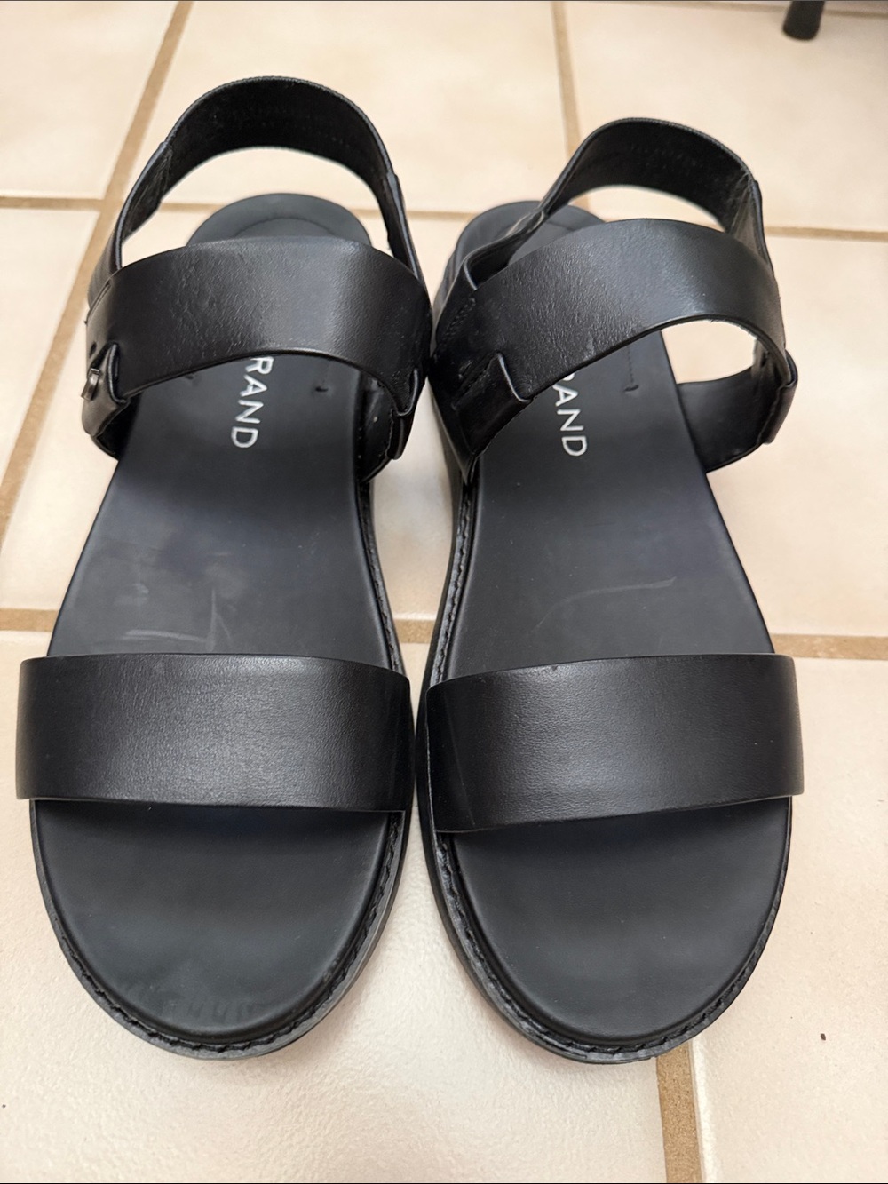Cole Haan Black Leather Two-Strap Women's Sandals